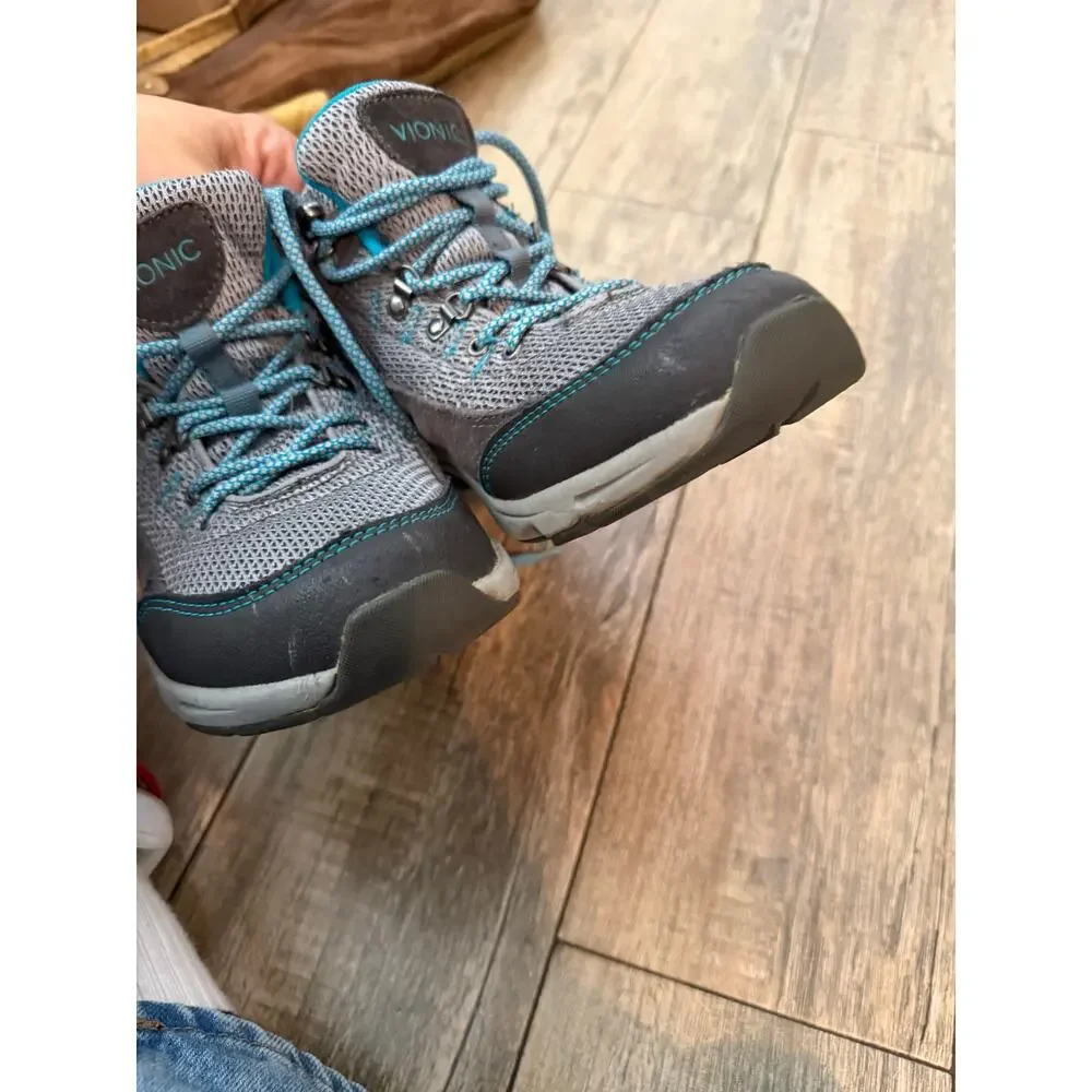 Vionic 3105 Cypress Hiking Sneakers Trail Boots Lace Up Gray Blue Size 9